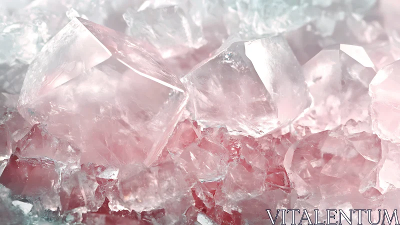 Photorealistic rose quartz crystal macro with luminous facets.