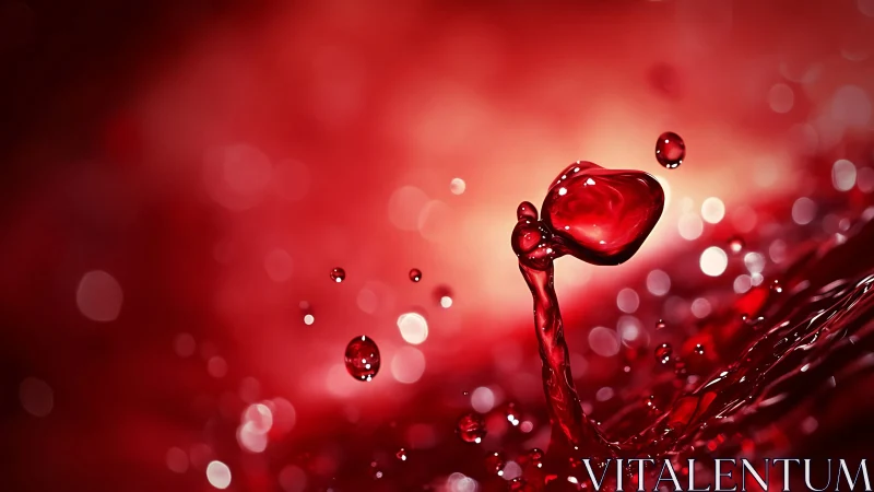 Red Liquid Drop Splashing with Bokeh Background
