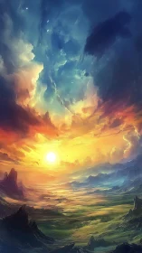 Sunrise carves a painted cosmos above an endless valley