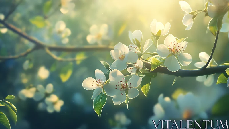 Spring Blossoms Backlit Through Luminous Haze.