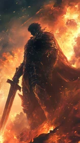 Infernal warlord strides through wildfire and shattered dawn.