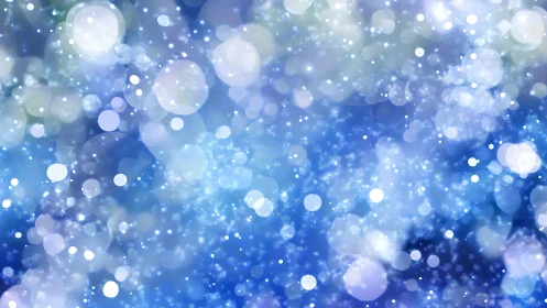 Bokeh light circles overlay form dense blue abstract background