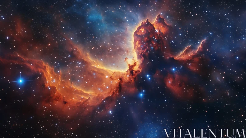 Stellar nebula clouds with glowing gas and dense starfield.