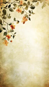 Asymmetrical floral canopy on textured parchment field.