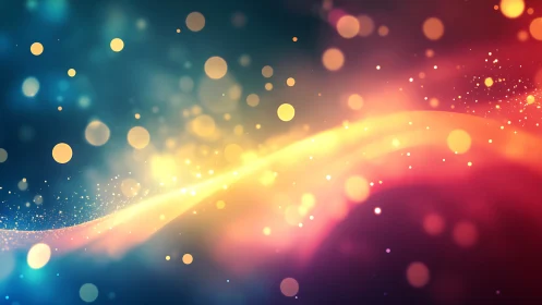 Abstract light bokeh waves in multicolor gradient background.