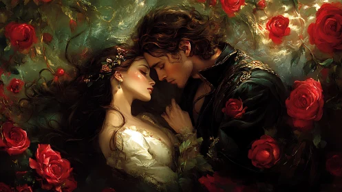 Romance blooms where roses and candlelight converge against velvet darkness