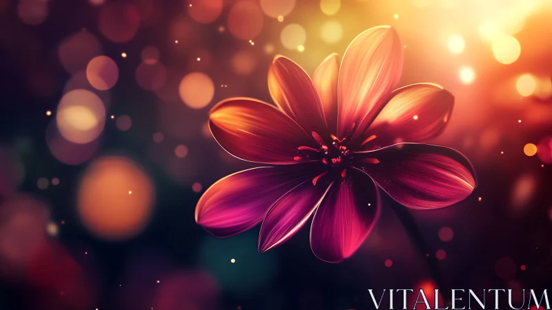 Luminescent Flower Bloom with Golden Bokeh Effect.