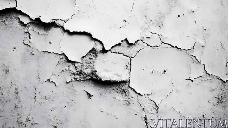 Weathered concrete surface with peeling white coating layer.