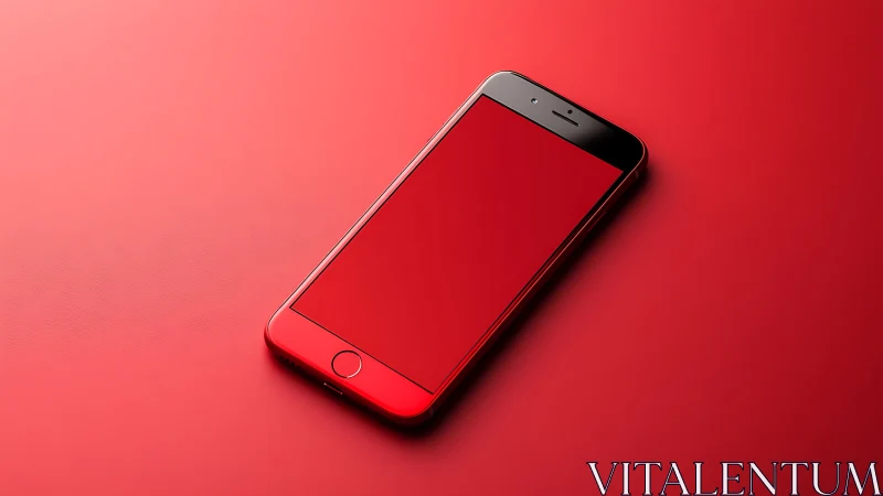 Red Smartphone Against Gradient Background.