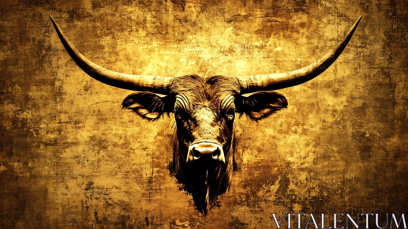 Gilded longhorn spirit crowned in molten rustic radiance.