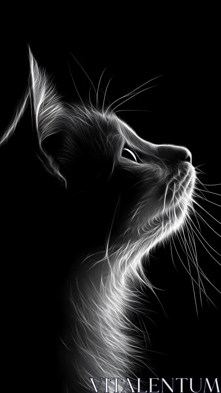 Whiskers in the Darkness: A Cat's Serene Profile.