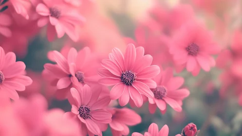 Pink Daisy Flowers in Soft Focus.