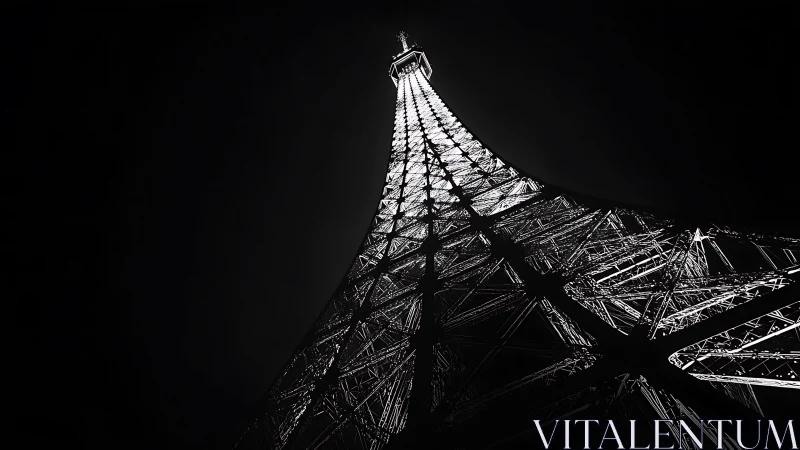 Steel tower structure rises into dark sky in night view
