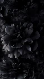 Textured Dark Floral Composition Displaying Layered Petals with Dimensional Lighting