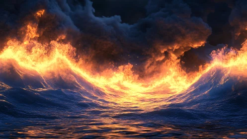 Celestial Conflagration Engulfs the Night Sky.