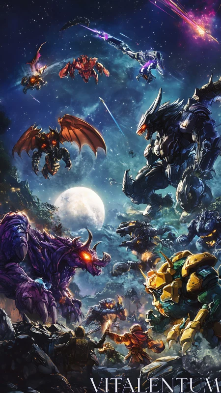 Colossal mechs clash with alien beasts under cosmic siege.