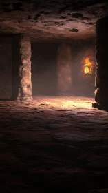 Lanternlit cavern hall where stone columns guard secrets.