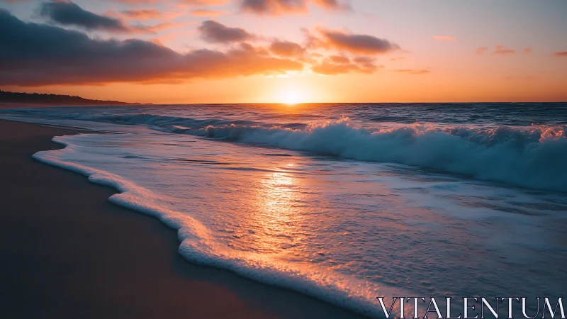 Tide-drawn sunlight skims the shore as evening clouds listen
