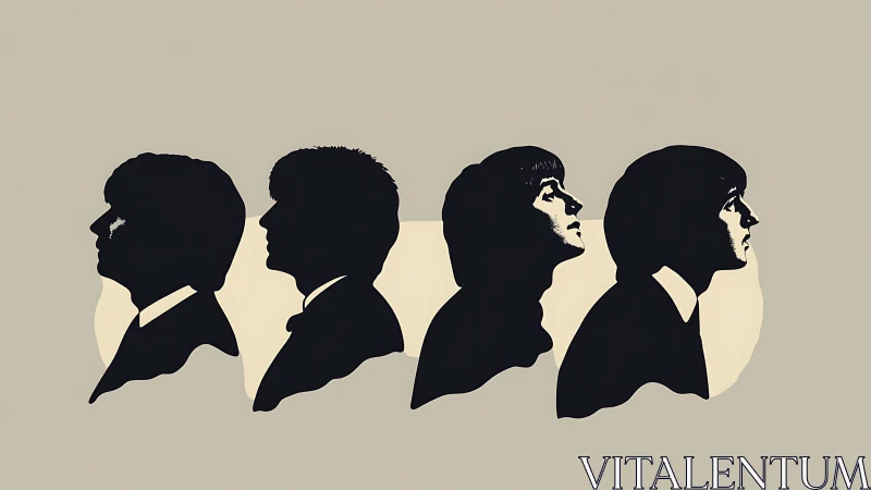Silhouetted band portraits line up in minimalist profile