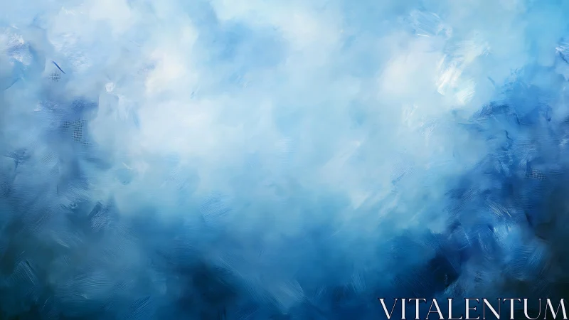 Soft blue abstract clouds dissolve into a tranquil digital haze