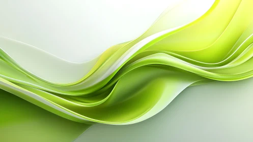 Flowing Green Abstract Waves in Modern Digital Art Style.