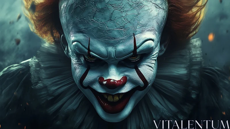 Sinister clown portrait with cinematic horror lighting study.