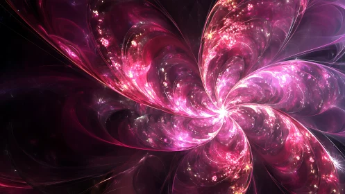 Radiant magenta fractal bloom unfolds in luminous curvature