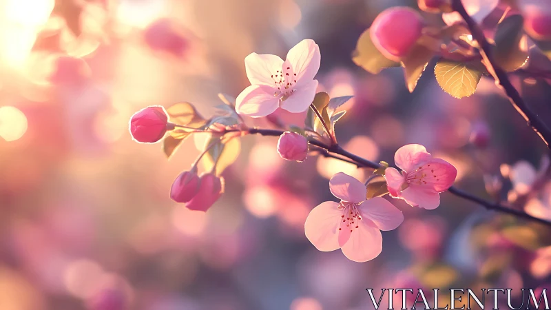 Spring blossoms with selective focus lighting and bokeh effects