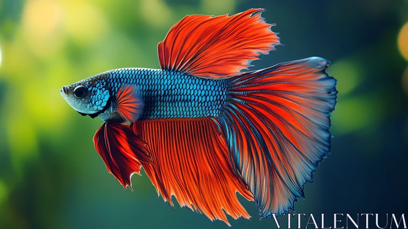 Macro side profile of vibrant betta fish with flowing fins