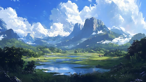 Cloud towers trade secrets with emerald valley rivers below