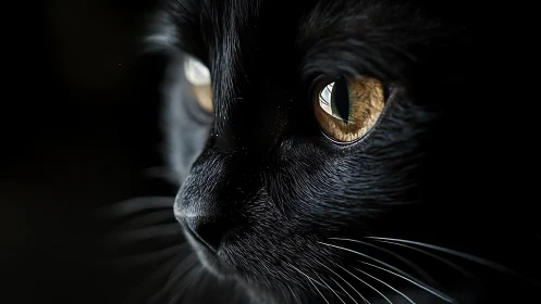 Black Feline Specimen with Amber Iris and Scleral Detail