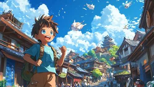 Skybound summer stroll in a spirited hillside market town.