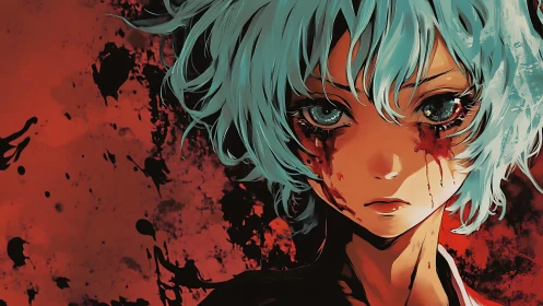 Bleeding starlight stares back through teal-shattered quiet