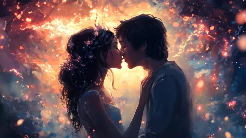 Luminous Collision: Where Hearts Kiss Through Flame.