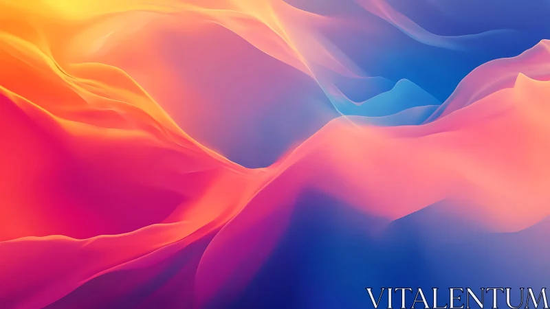 Luminous gradient waves in flowing abstract landscape digital.