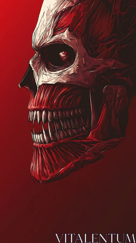 Skull-like anatomical head rendered with exposed musculature