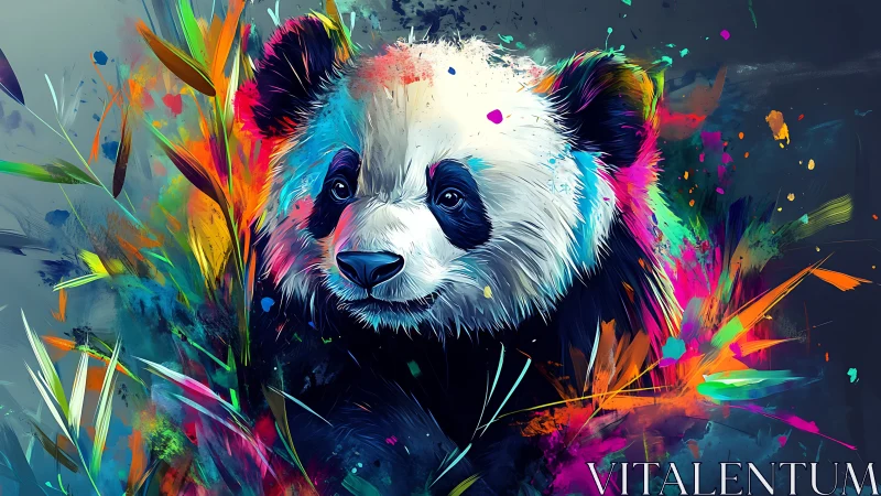 Prismatic panda drifts through neon bamboo dreams tonight.
