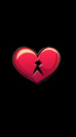 Broken Heart Icon with Dark Diamond Crest.
