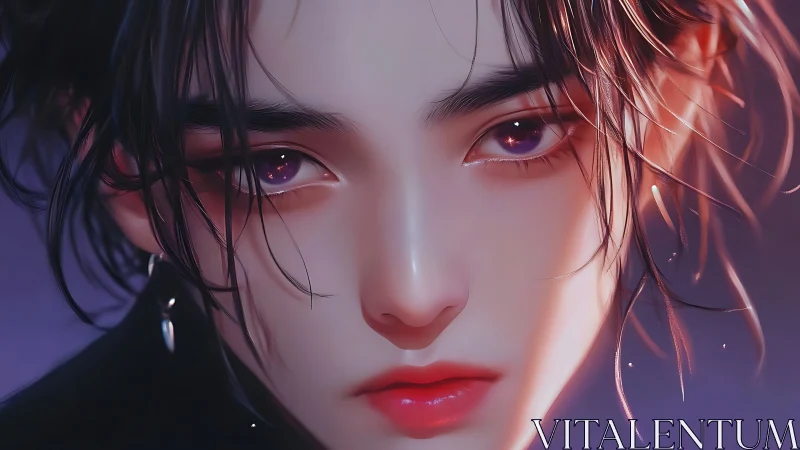 Androgynous digital portrait renders luminous wet-look skin