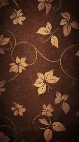 Vintage brown floral wallpaper with swirling vine motifs.