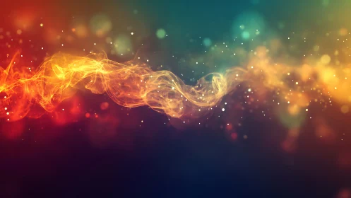 Fiery Turbulent Energy Wave with Chromatic Transitions and Particle Dispersion