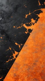 Textured black and orange diagonal abstract surface split
