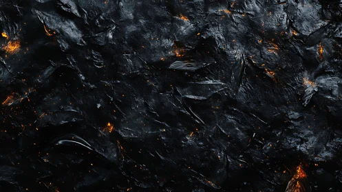 Glowing Embers in Charred Stone Surface.