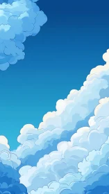 Soft cumulus clouds drift calmly across a clear blue sky