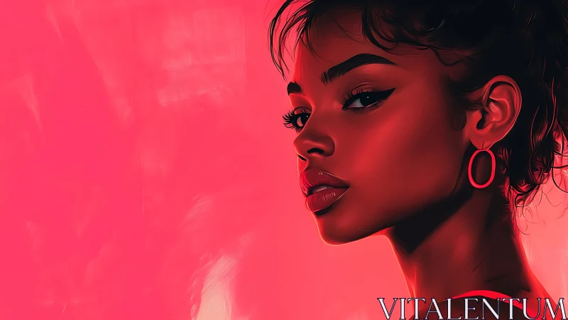 Striking side-profile portrait glows in bold neon pink light