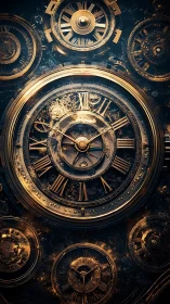 Gilded clockwork orbits spin through a storm of forgotten time.