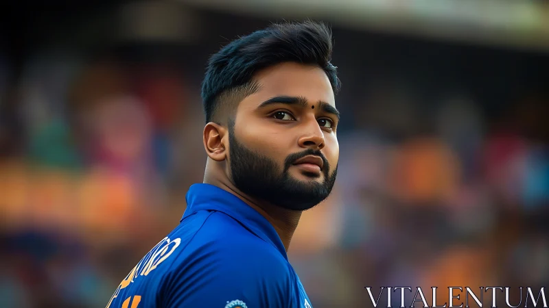 Cricket athlete portrait rendered in vivid photoreal detail