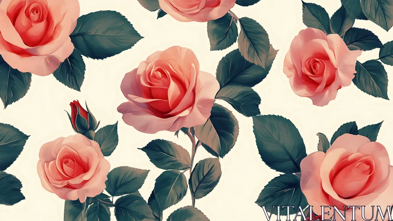 Blooming Coral Roses: A Garden of Soft Elegance.