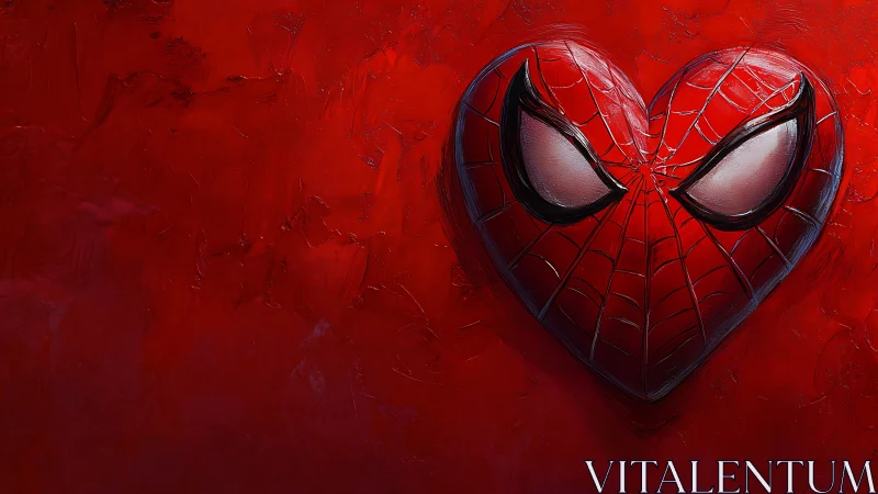 Spider-Man Heart Shape Rendered in Bold Red with Web Mesh Detailing