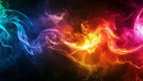 Digital painting of prismatic energy currents in fluid motion.